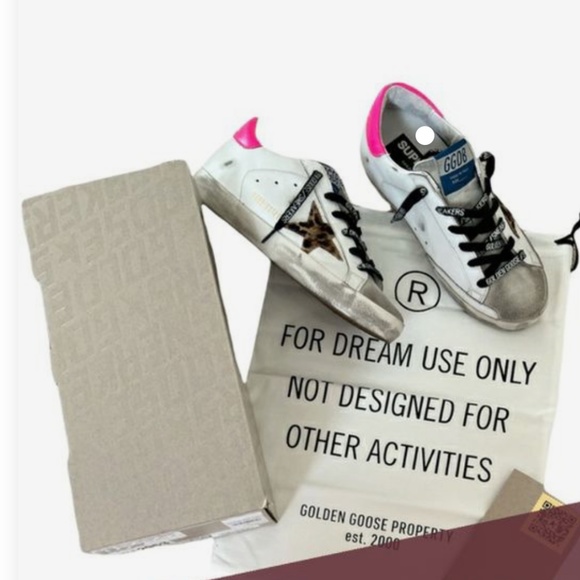 Golden Goose Deluxe Brand Superstars Hot Pink Leopard Fur - Picture 2 of 7